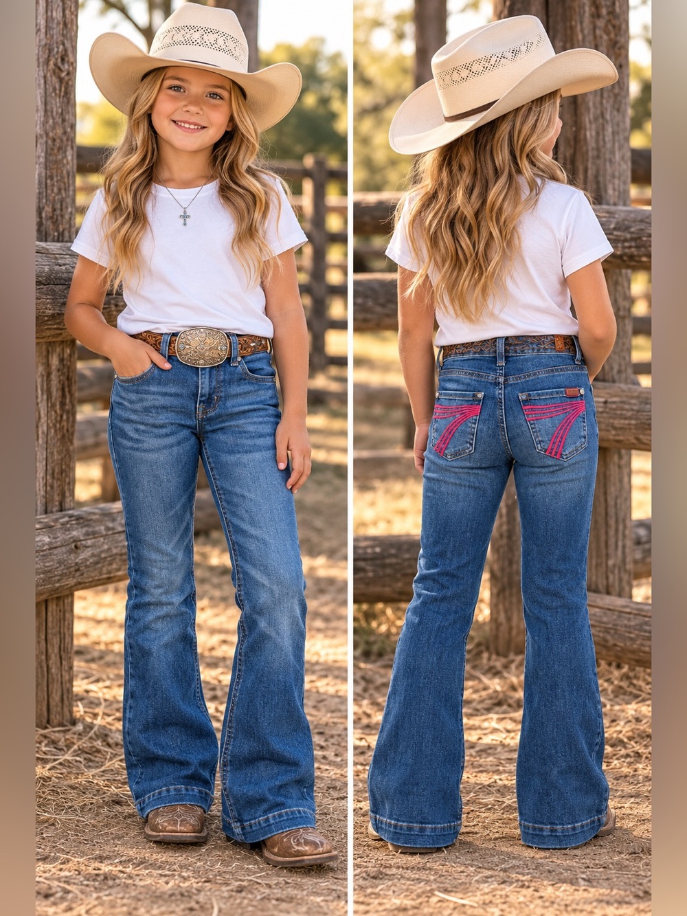 YOUTH 7 For All Mankind REBEL The DOJO Wide Leg Jeans. Girl’s (Big Kid)